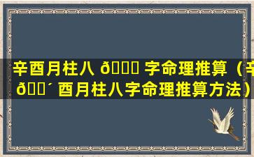 辛酉月柱八 💐 字命理推算（辛 🌴 酉月柱八字命理推算方法）